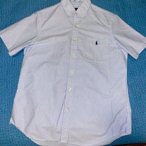 Polo Ralph Lauren men’s short sleeve men’s button down blue white seersucker
